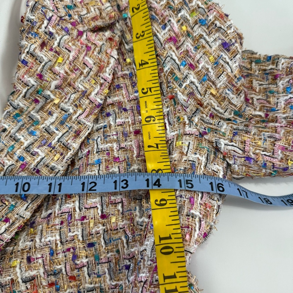Alexia Admor Colorful pink, white Tweed Blazer gold accents in size 4 - Picture 10 of 11